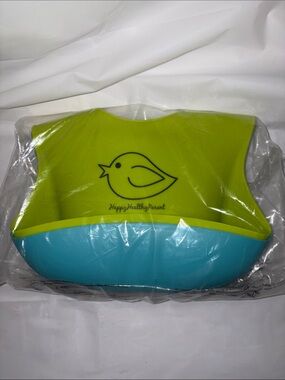 2 Happy Healthy Parent Silicone Baby Bib - Lime Green & Aqua